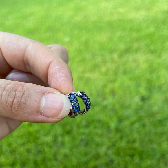Accessories - Silver and Blue Hoops